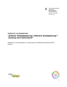 Titelbild der Broschüre: Endbericht zum Modellprojekt
„Örtliche Teilhabeplanung / Inklusive Sozialplanung“ –
„Giesing wird inklusiv(er)!“